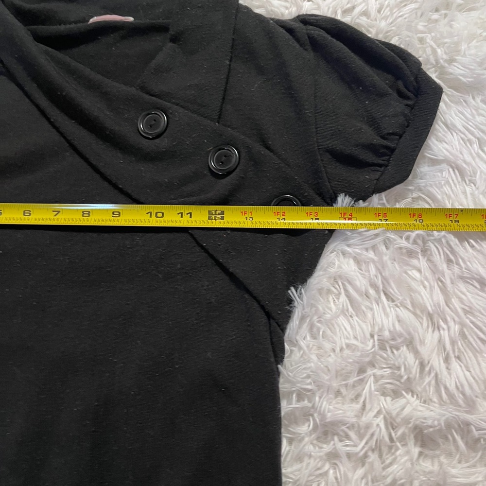 y2k vintage black puff sleeve button detail top small - Picture 4 of 6